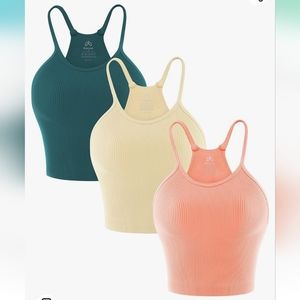 Crop Ribbed Tank Tops Seamless Racerback Camisole (3 pieces)
